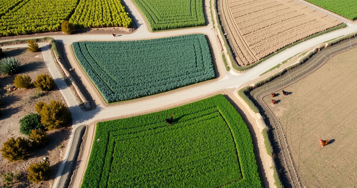 Aerial view of regenerative agriculture fields at Playgrynx